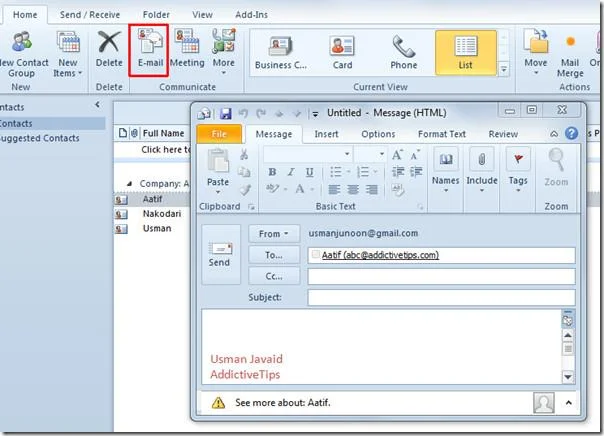 Руководство пользователя по контактам адресной книги Outlook 2010