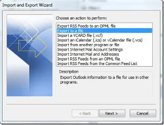 Импорт и экспорт Office Outlook 2010