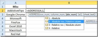 Excel 2010: Adressfunktion
