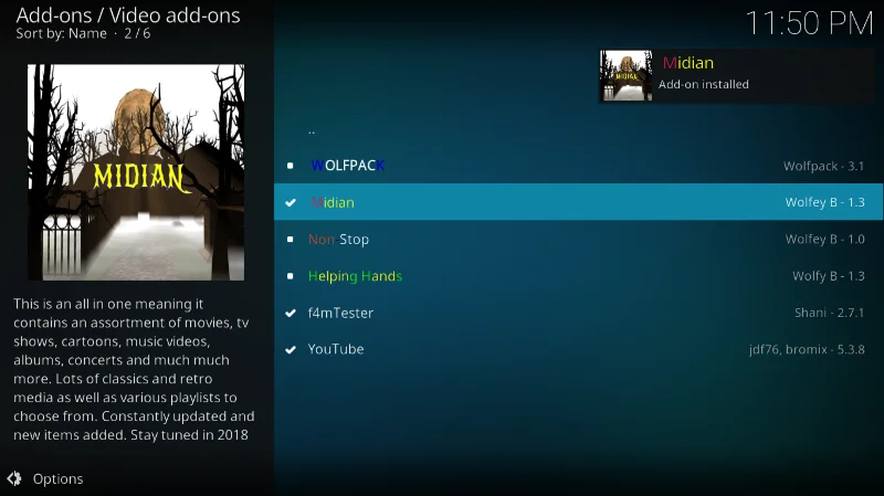 Дополнение Midian для Kodi: как установить и обзор