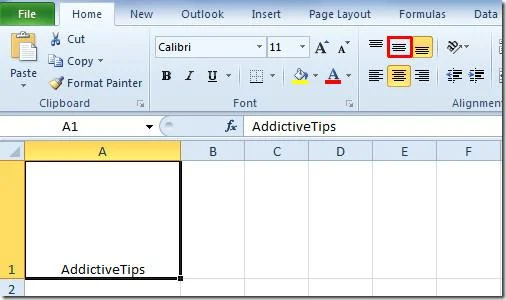 So richten Sie Text in einer Zelle in Excel 2010 mittig aus
