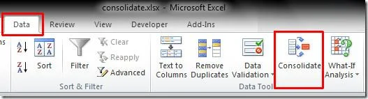 Unire fogli di calcolo utilizzando il consolidamento dei dati in Excel 2010