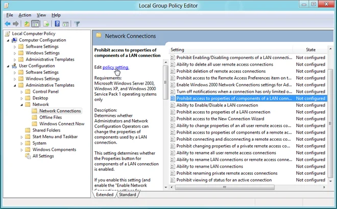 Windows 8アカウントユーザーがインターネット設定を変更できないようにする方法 [ヒント]