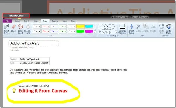Надстройка Canvas для OneNote 2007 и 2010