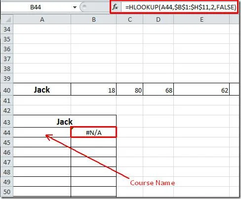 HLOOKUP-Funktion in Excel 2010