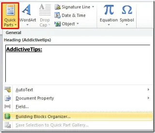 Word 2010 Bausteine-Organizer