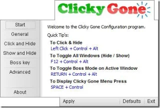 Ocultar pestañas y ventanas de la barra de tareas con Clicky Gone