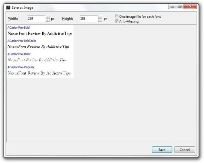 NexusFont: Administra fuentes en tu PC y exporta mapas de caracteres como imágenes