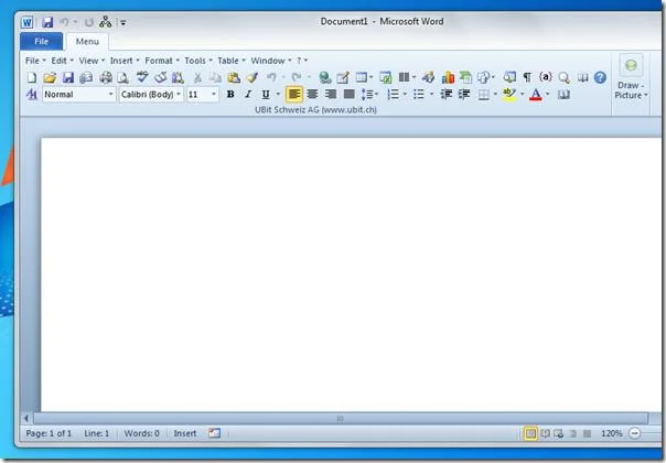 Klassisches Menü in Office 2010 hinzufügen