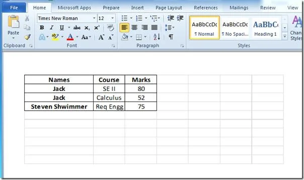 Excel-Tabelle in Word 2010-Dokument hinzufügen und einbetten