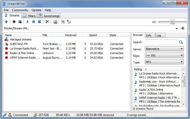 streamWriterでインターネットラジオ局から音楽トラックをダウンロードする