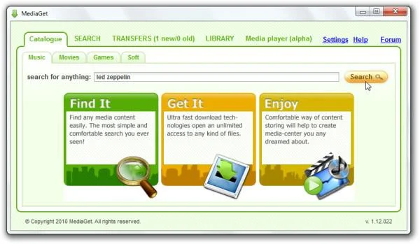 Busque, administre y descargue torrents con el cliente MediaGet Torrent
