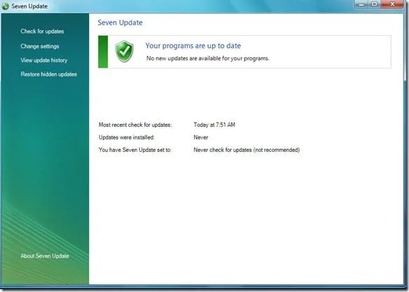 Seven Update – 搜尋已安裝的應用程式更新