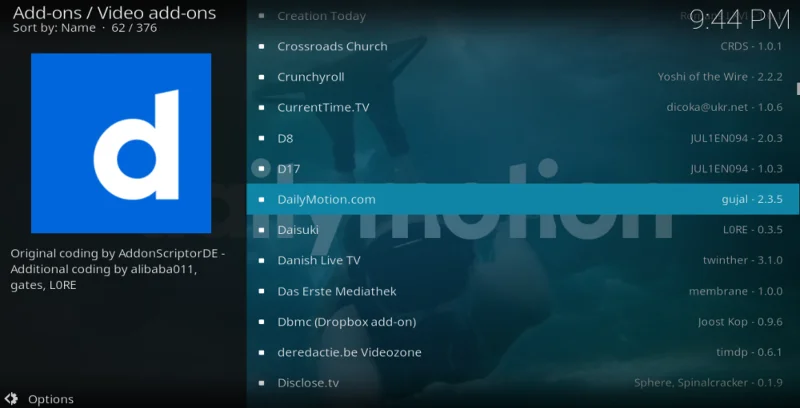 DailyMotion Kodi-Addon: Installation und Kurzanleitung