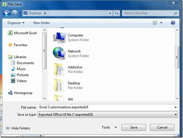 Impostazioni della barra multifunzione e della barra di accesso rapido per l'esportazione/importazione [Office 2010]