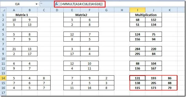 Excel 2010 Matrixmultiplikation (MMULT)