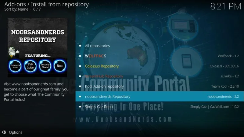 Repository dei componenti aggiuntivi Kodi di Noobsandnerds: come installare il repository di Noobsandnerds