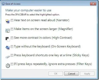 Windows 7のログオン画面で「簡単操作」ボタンを無効にする