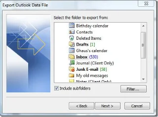 Импорт и экспорт Office Outlook 2010