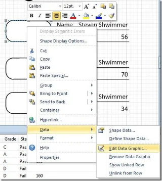 Erstellen Sie Diagramme in MS Visio 2010 durch Verknüpfen einer Excel-Tabelle