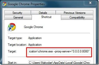 Google Chrome プロキシサーバー設定