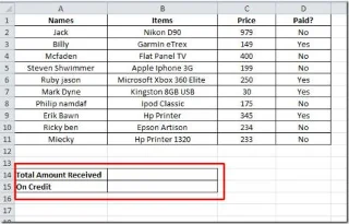SUMIF-Funktion in Excel 2010