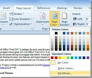 Bildhintergrund und -farben in Word 2010 einfügen