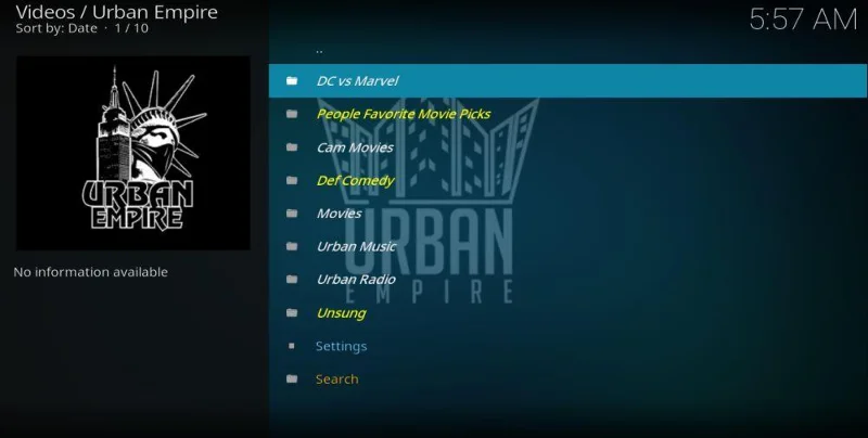 Componente aggiuntivo Urban Empire Kodi: come installarlo e utilizzarlo