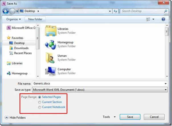 Salva il blocco appunti di OneNote 2010 in formato Doc, Docx, PDF