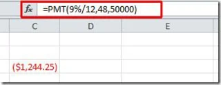 Excel 2010 PMT (Zahlungsfunktion)