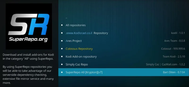 Как установить репозиторий SuperRepo на Kodi
