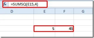 Excel 2010: SUMSQ-Funktion