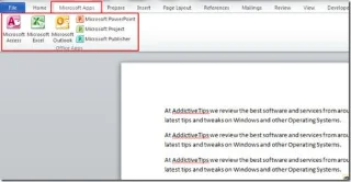 Avvio rapido delle applicazioni di Office 2010 da Word 2010