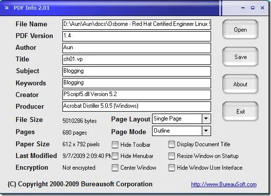 Cambiar las propiedades de los documentos PDF con PDF Info