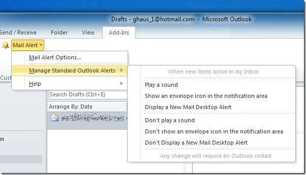Mail Alert: E-Mail-Benachrichtigung für Outlook 2010