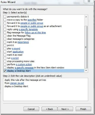Outlook 2010: E-Mail-Benachrichtigung vom angegebenen Absender