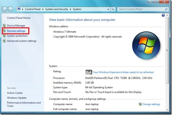 Utilizzo della connessione desktop remoto in Windows 7