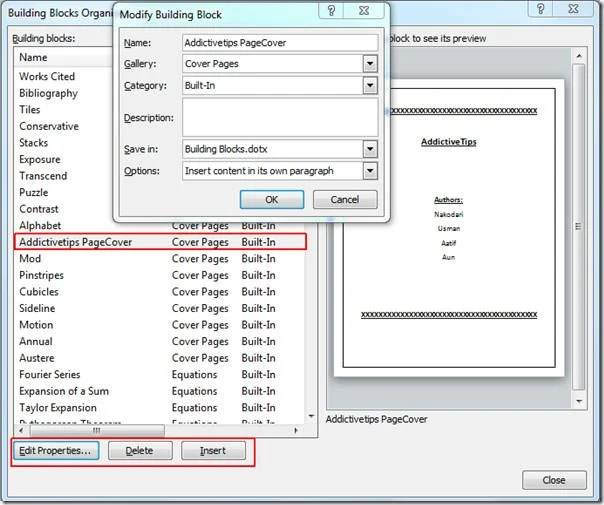 Word 2010 Bausteine-Organizer