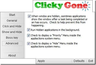 Ocultar pestañas y ventanas de la barra de tareas con Clicky Gone