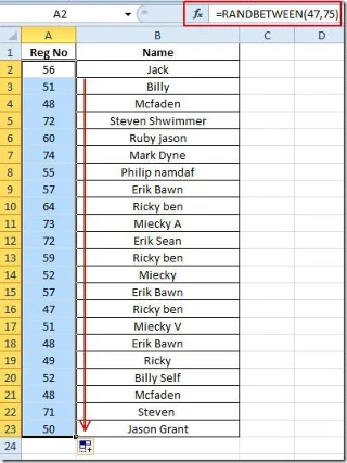 Automatisches Ausfüllen in Excel 2010 und Word 2010 (RAND-Funktion)