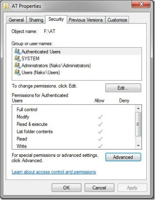 Windows 7 存取被拒絕：權限和所有權