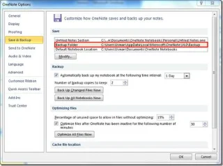 Backup dei blocchi appunti di OneNote 2010