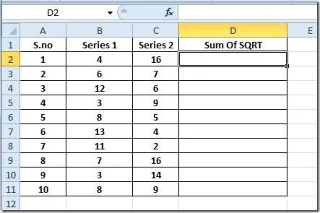 Excel 2010: SUMSQ-Funktion