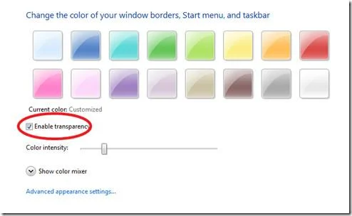Cómo habilitar o deshabilitar la transparencia en Windows 7