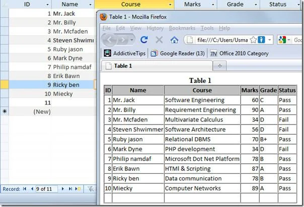 Importar e vincular planilha HTML no Access 2010