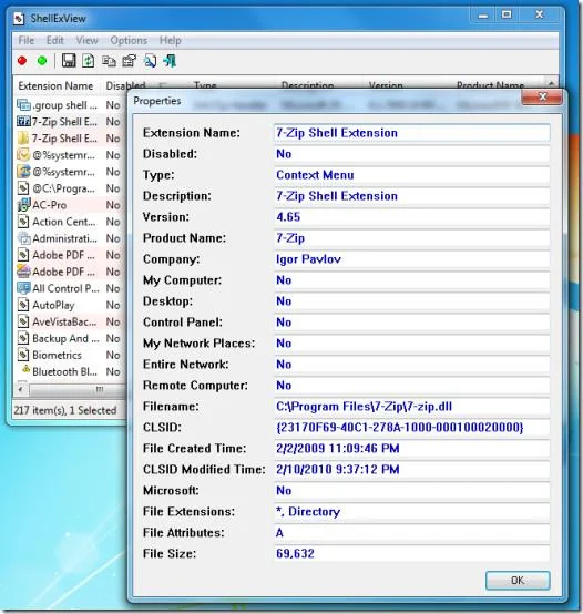 ShellExView：刪除並管理所有已安裝的 Shell 擴充功能