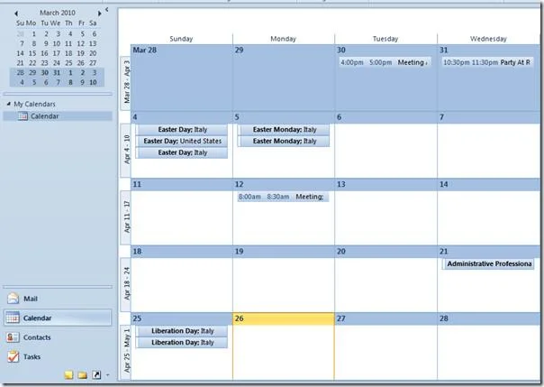 Nationale Feiertage im Outlook-Kalender hinzufügen