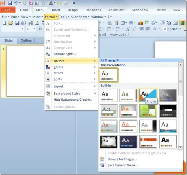 Klassisches Menü in Office 2010 hinzufügen