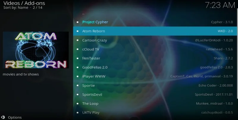 Atom Reborn Kodi Add-on – Installation und Funktionen