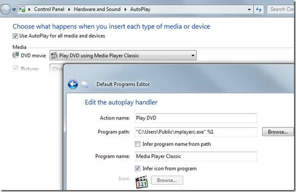 Editar tipo de archivo, reproducción automática y configuración de programas predeterminados [Windows 7/Vista]